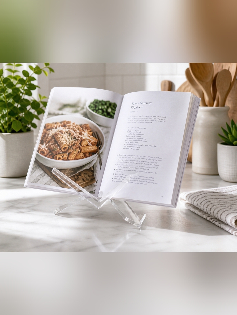 Acrylic Cookbook Stand Clear Recipe Book Holder Kitchen Counter Display Tablet